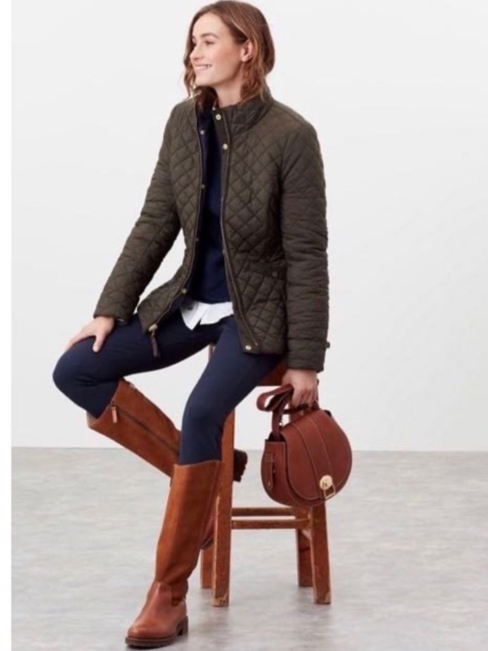 Joules Newdale Quilted Chore Utility Jacket Hunter Green 8 Medium Equestrian